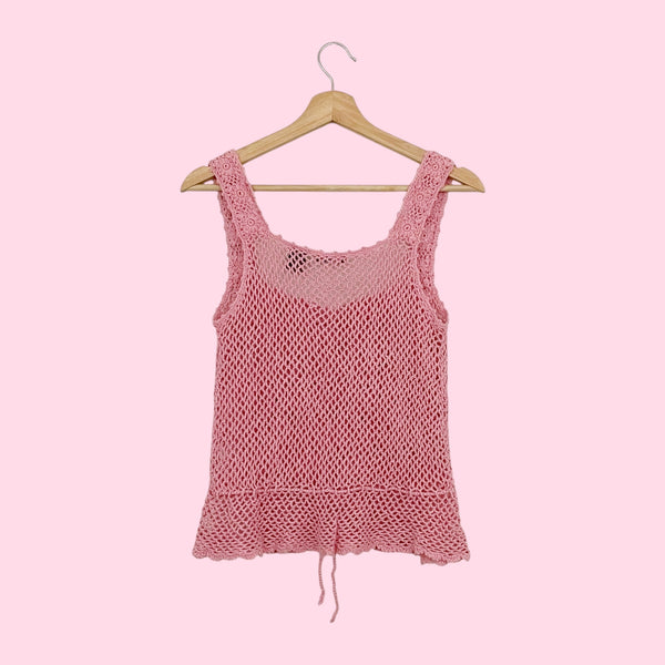 DUSTY PINK CROCHET TANK (S)