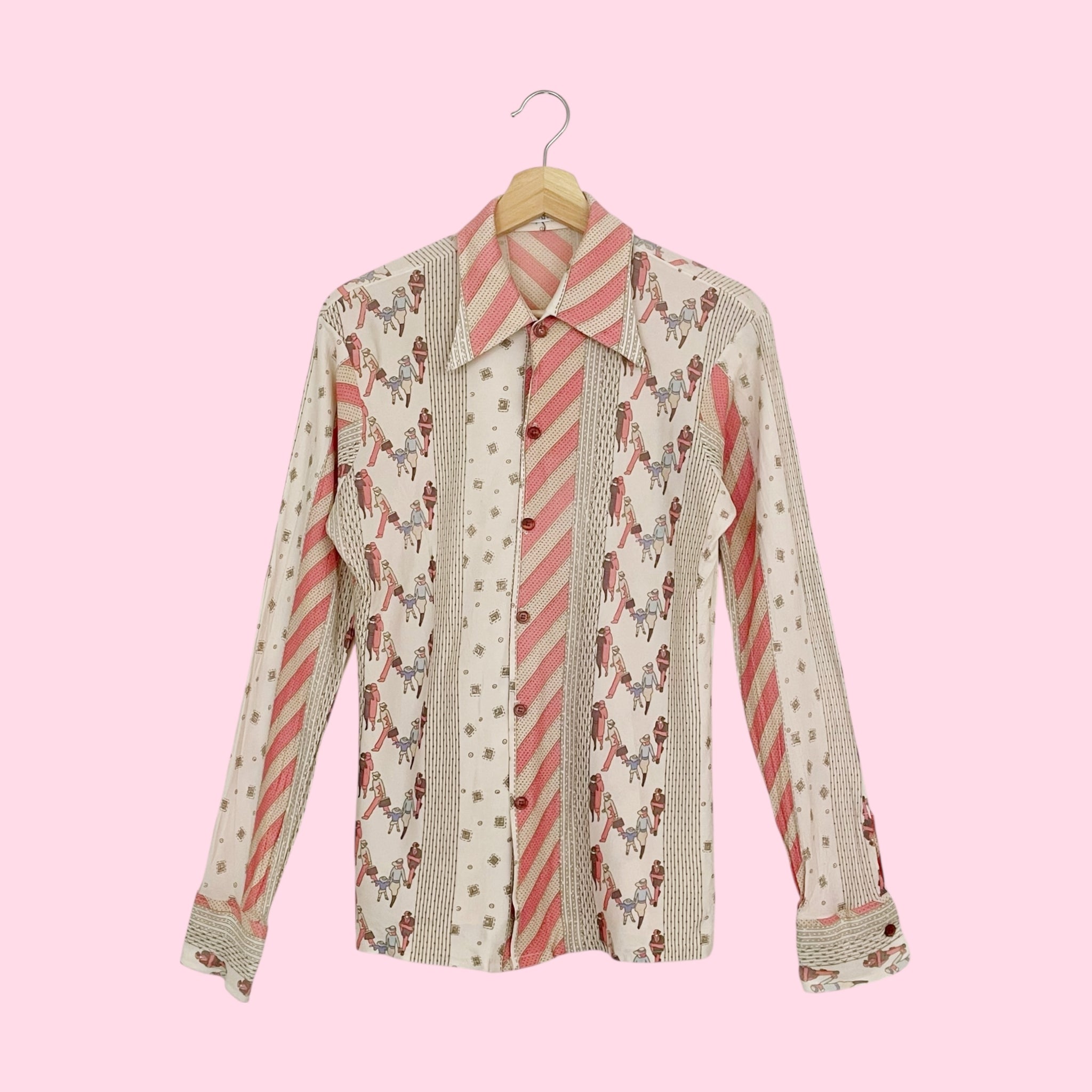 70S NOVELTY PRINT BLOUSE (M)