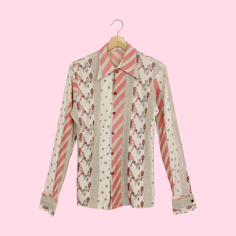 70S NOVELTY PRINT BLOUSE (M)