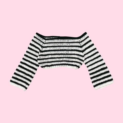 BLACK + WHITE STRIPED SWEATER (S/M)