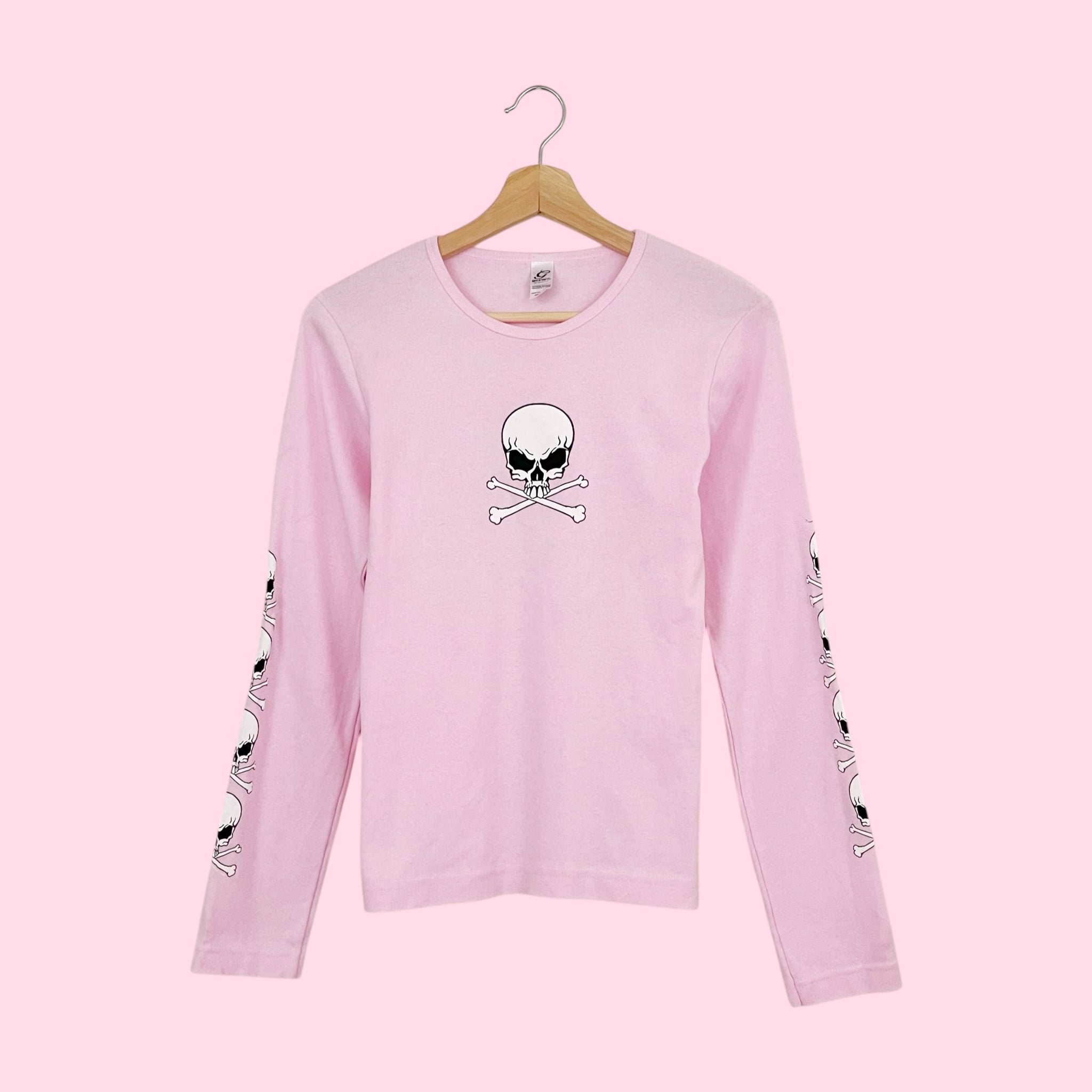 PINK SKULL LONG SLEEVE T-SHIRT (S/M)