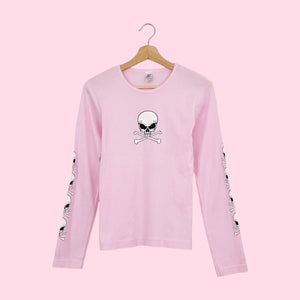 PINK SKULL LONG SLEEVE T-SHIRT (S/M)