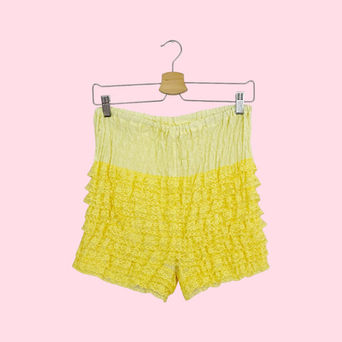 YELLOW RUFFLE BLOOMER SHORTS (S)