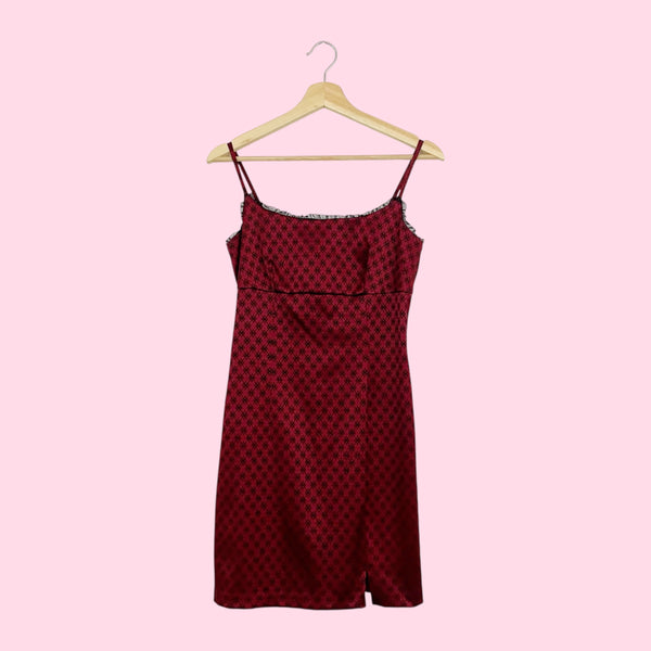 BURGUNDY JACQUARD MINI DRESS (S)