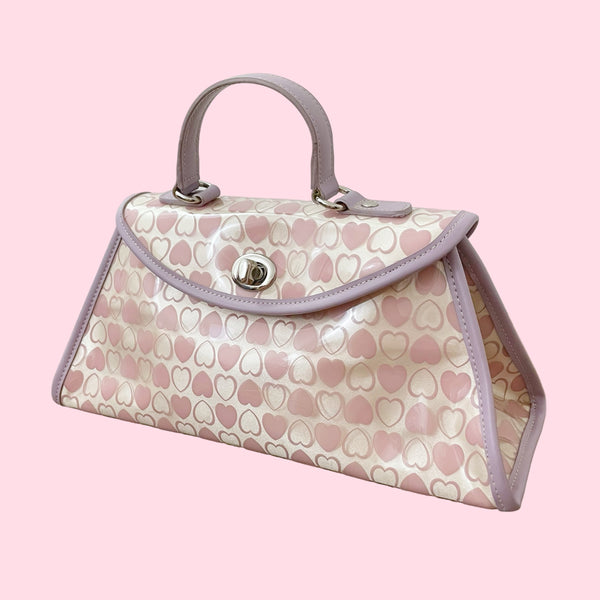 PASTEL HEART PRINT VINYL PURSE