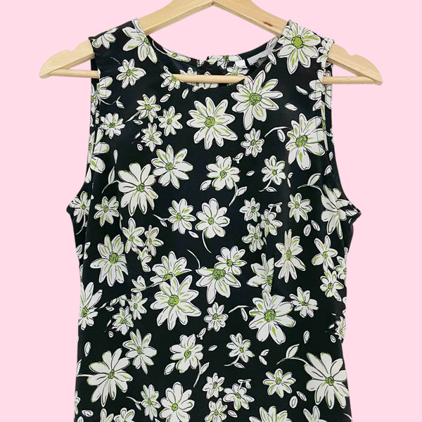BLACK FLORAL TIE BACK MIDI DRESS (8)