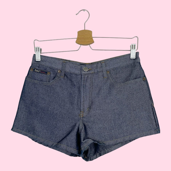 LEI METALLIC DARK DENIM SHORTS (7)