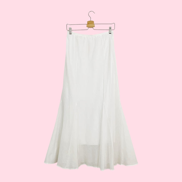 WHITE COTTON MAXI SKIRT (M)