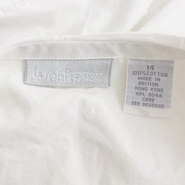 90s Cotton Blouse w/ Embroidered Collar (L)