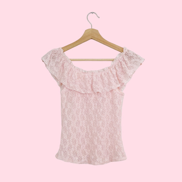 ONLY HEARTS PINK LACE TOP (S/M)