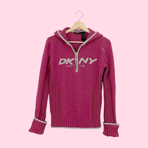 Y2K DKNY HOODED SWEATER (L/XL)