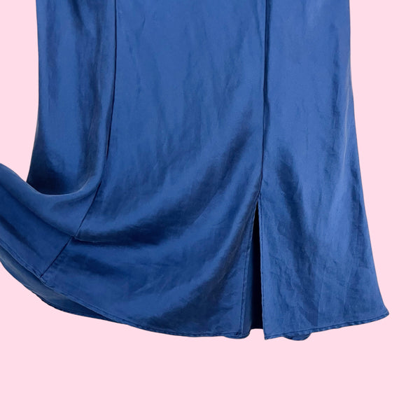 VICTORIA'S SECRET BLUE SILK SLIP DRESS (S)