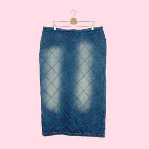 PATCHWORK DENIM MAXI SKIRT (22W)