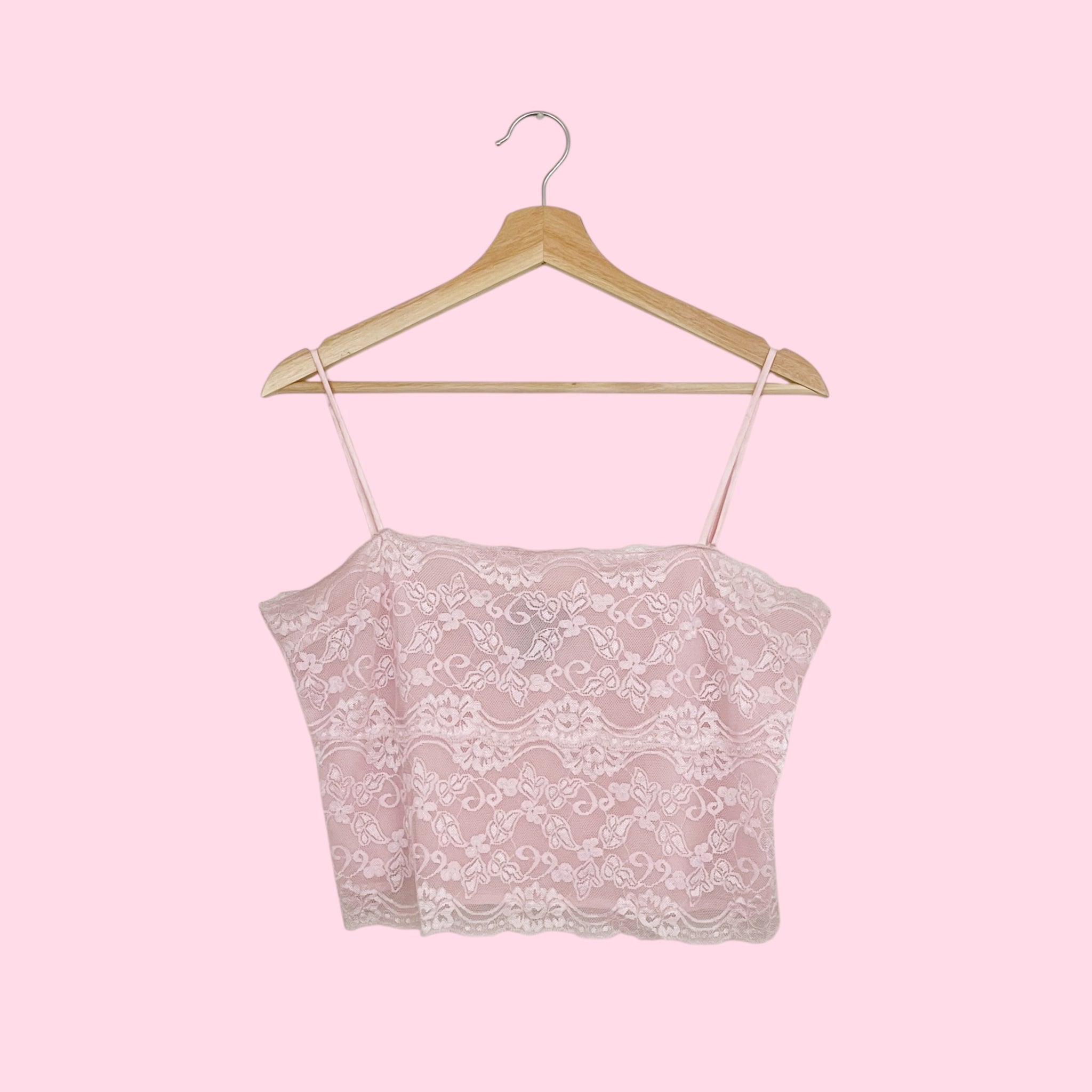 LIGHT PINK LACE TANK (M)