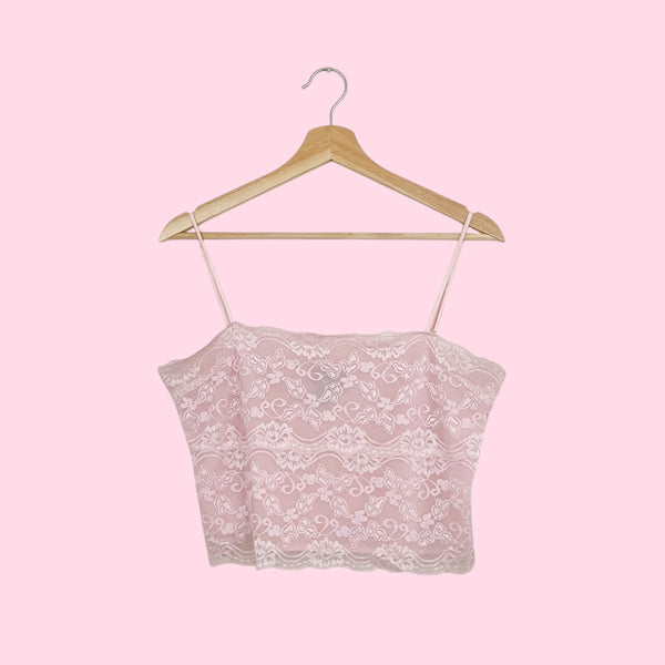 LIGHT PINK LACE TANK (M)