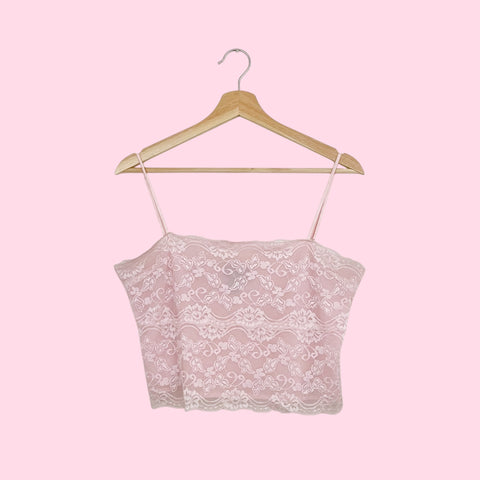 LIGHT PINK LACE TANK (M)