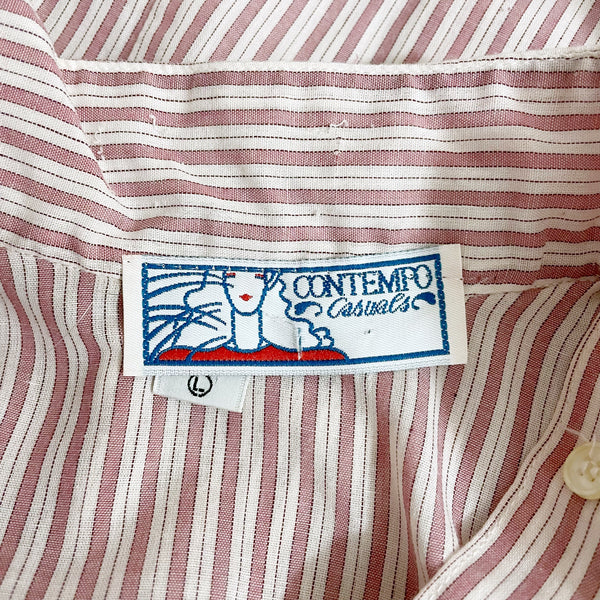 80S STRIPED LEG OF MUTTON SLEEVE BLOUSE (M)