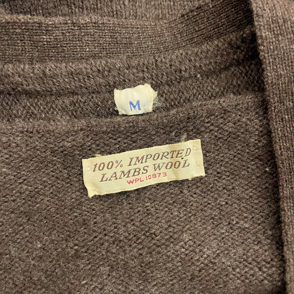 70S BROWN WOOL CARDIGAN (M)
