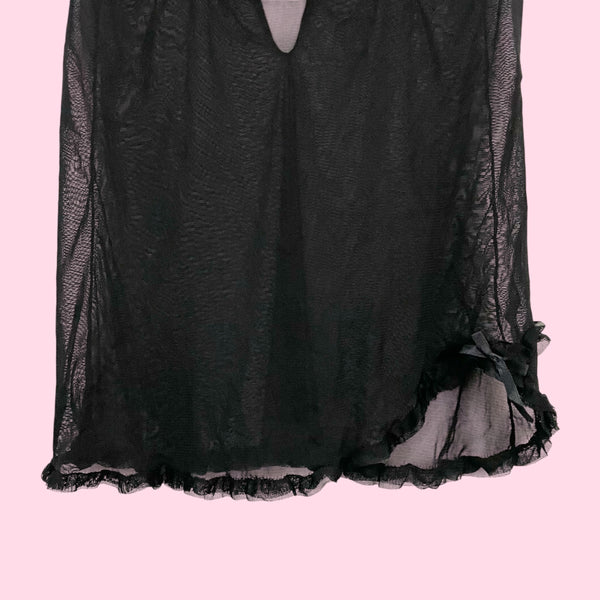 RAMPAGE BLACK RUFFLE MESH BABYDOLL (M)