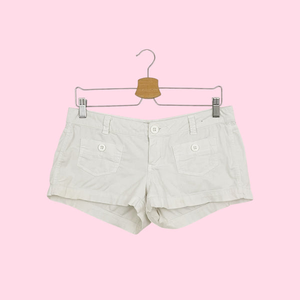 WHITE LOW RISE SHORTS (S/M)