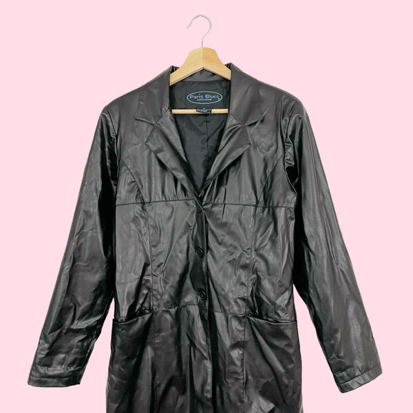 FAUX LEATHER TRENCH COAT (M)
