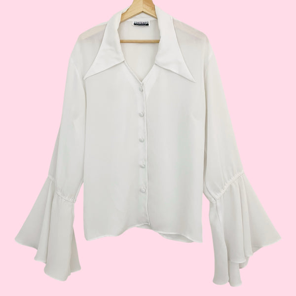 90s Contempo White Oversized Blouse (L)