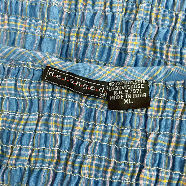 BLUE PLAID SMOCKED TANK (L)