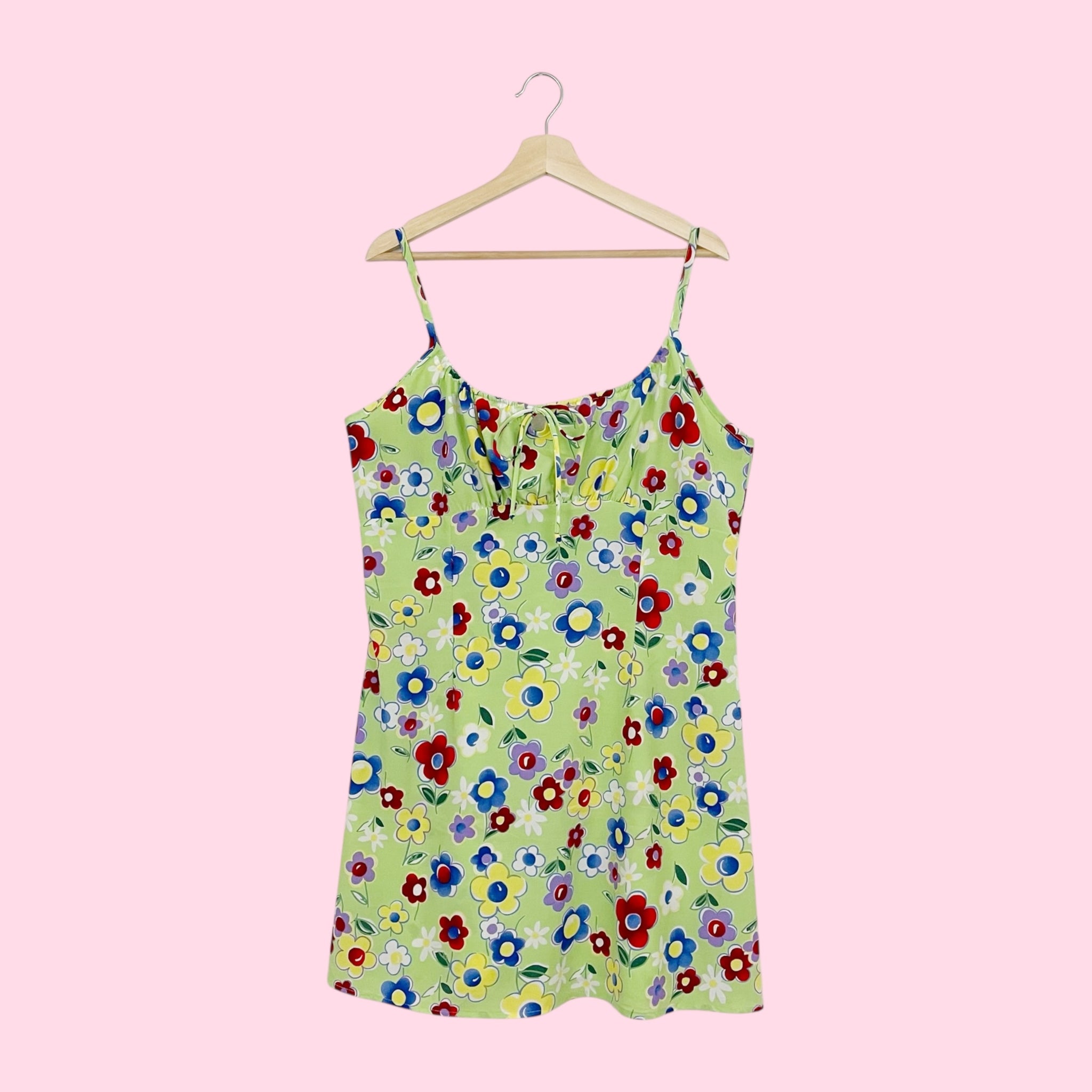 LIME FLORAL MILKMAID MINI DRESS (L/XL)