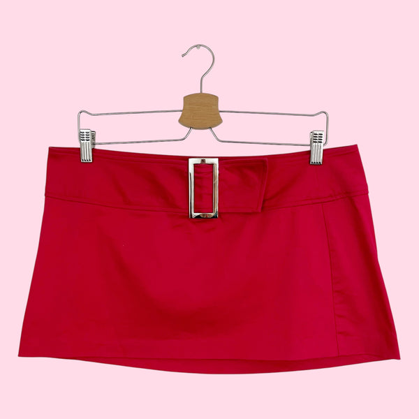 RED LOW RISE MICRO MINI SKIRT (L)