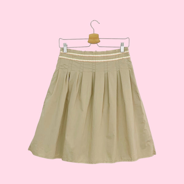 Tan + Orange Floral Midi Skirt w/ Ribbons (1)