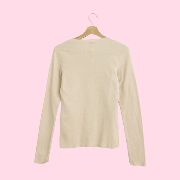 Cream Strappy Open Front Thermal Top (S)