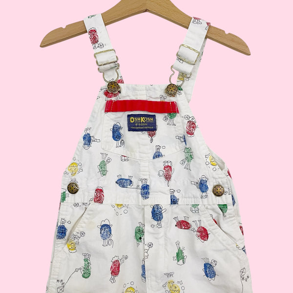 90S OSHKOSH B'GOSH THUMBPRINT OVERALLS (3T)