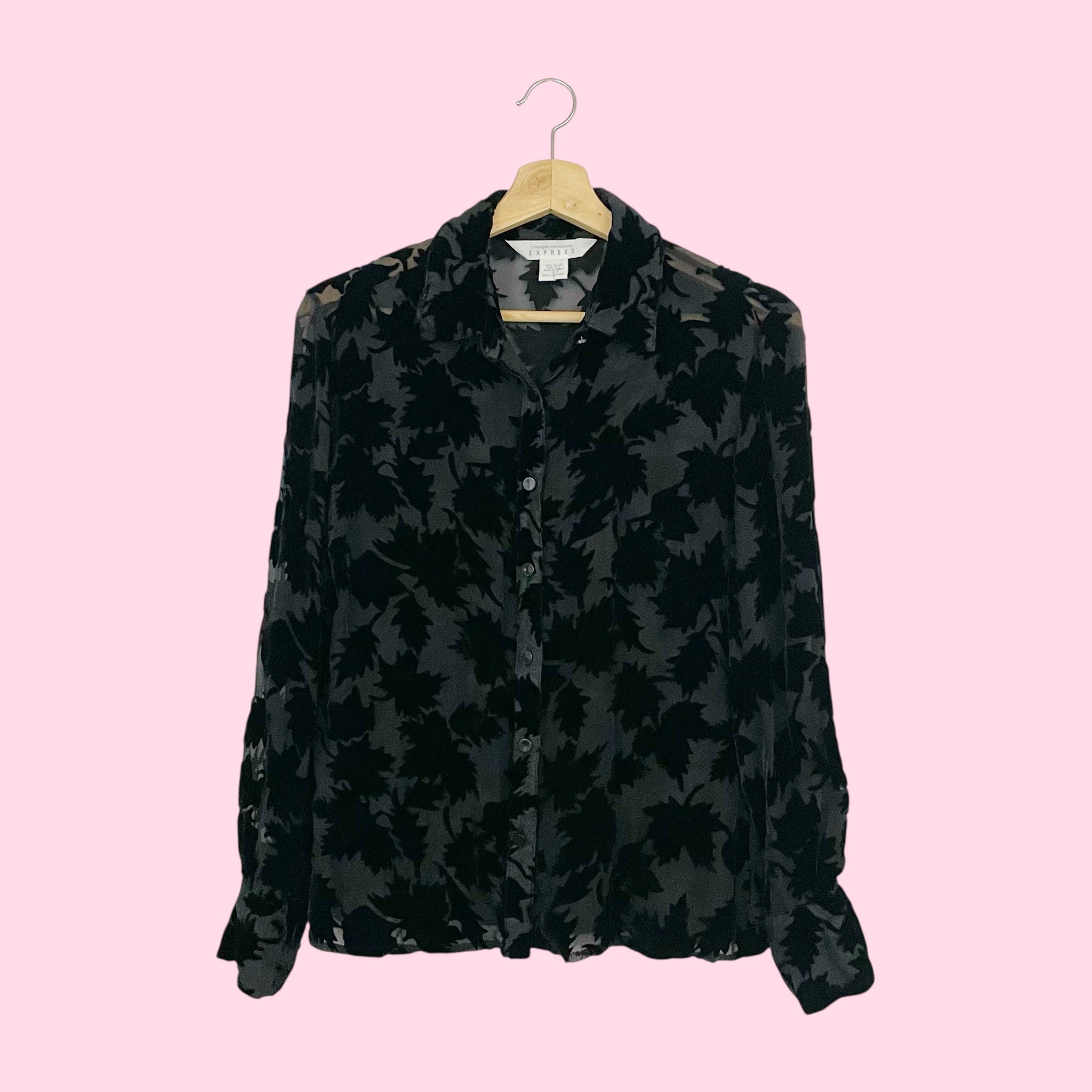 BLACK VELVET BURNOUT BLOUSE (S)