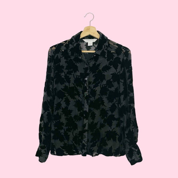 BLACK VELVET BURNOUT BLOUSE (S)
