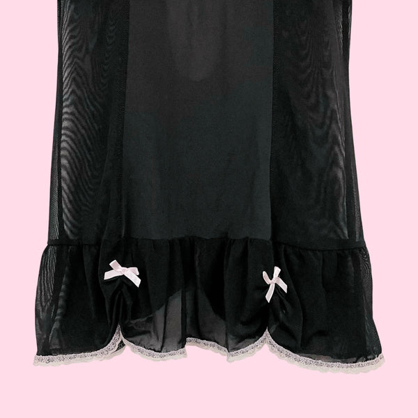 RAMPAGE BLACK + PINK LACE TRIM BABYDOLL (M)