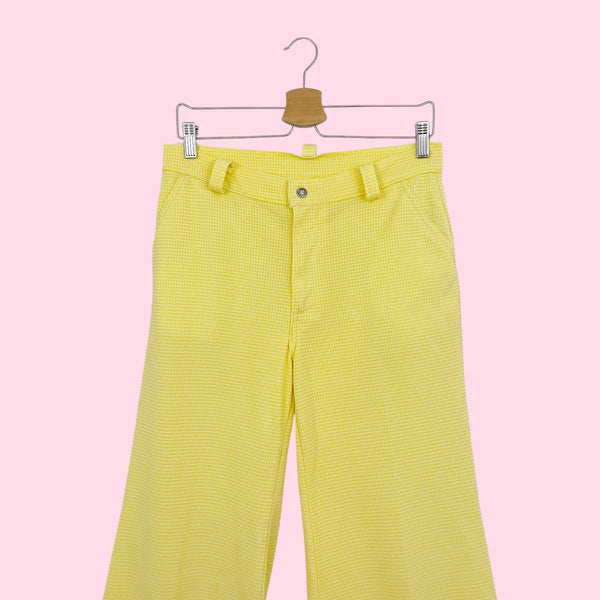 70s LEVI'S FOR GALS YELLOW PLAID BELLBOTTOMS (30)