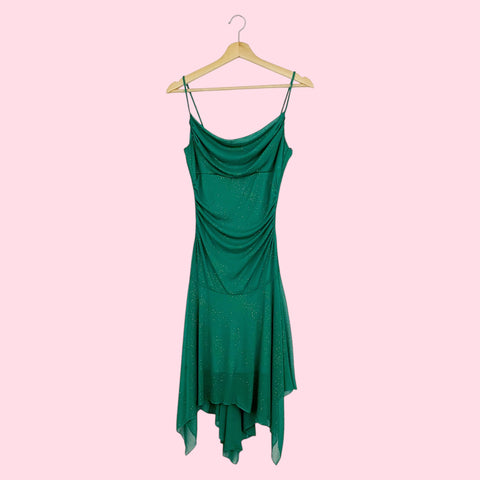 GREEN GLITTER MIDI DRESS (S)