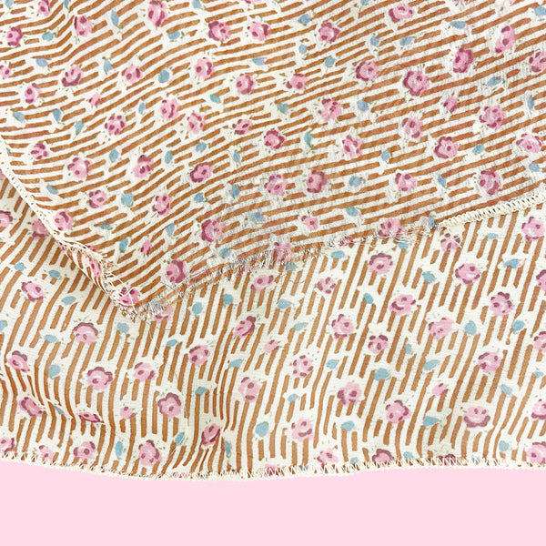 Tan Striped Floral Halter Top (S)