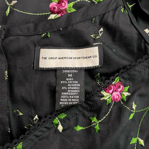 BLACK FLORAL EMBROIDERED COTTON DRESS (M)