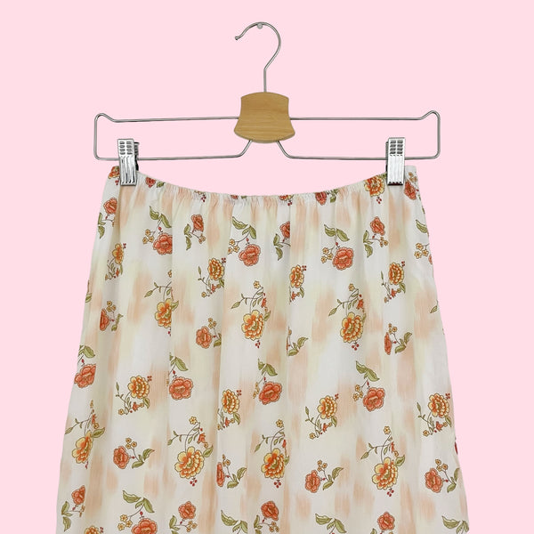 FLORAL ASYMMETRICAL MIDI SKIRT (M/L)