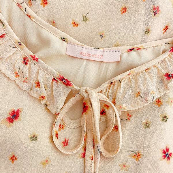 YELLOW FLORAL RAYON MIDI DRESS (S/M)