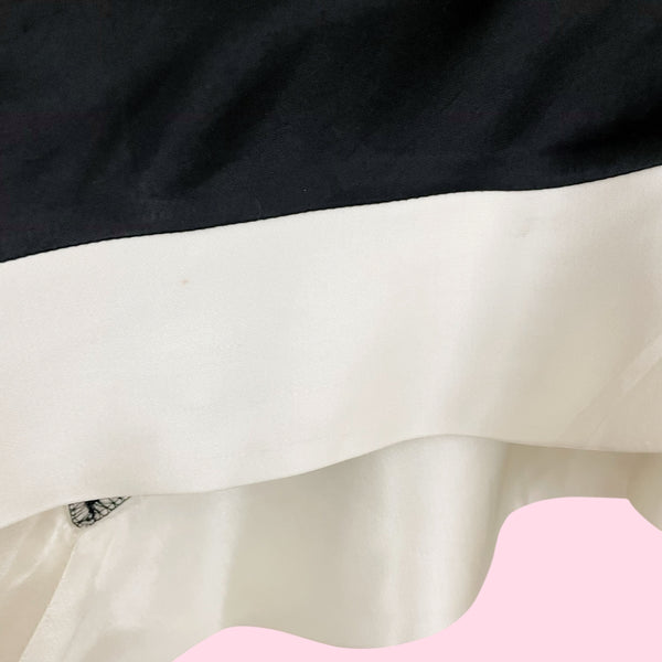 BEBE BLACK + WHITE ASYMMETRICAL SATIN SKIRT (4)