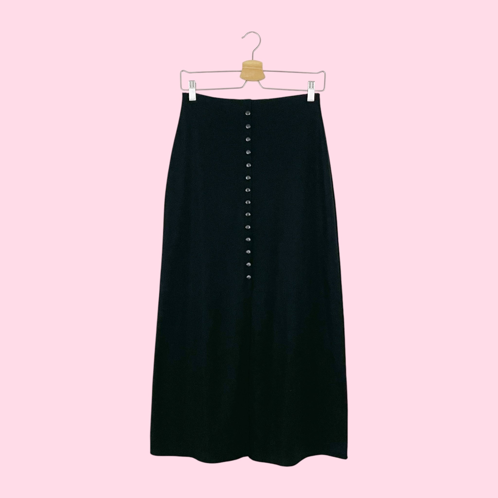 BLACK BUTTON MAXI SKIRT (S/M)