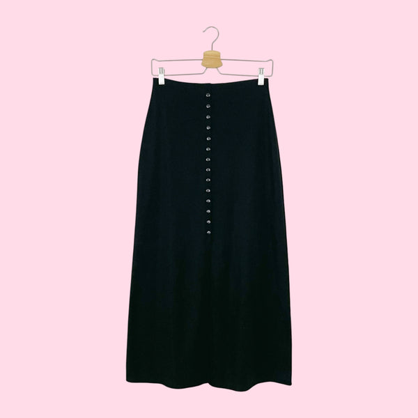 BLACK BUTTON MAXI SKIRT (S/M)