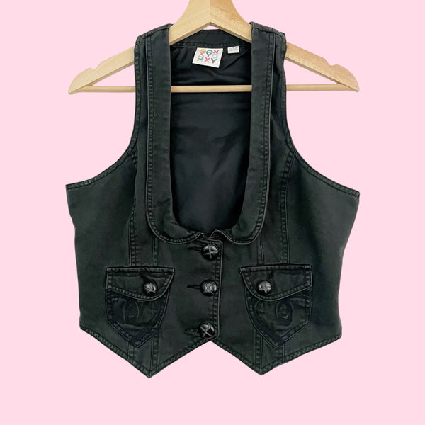 ROXY BLACK COTTON VEST (L)