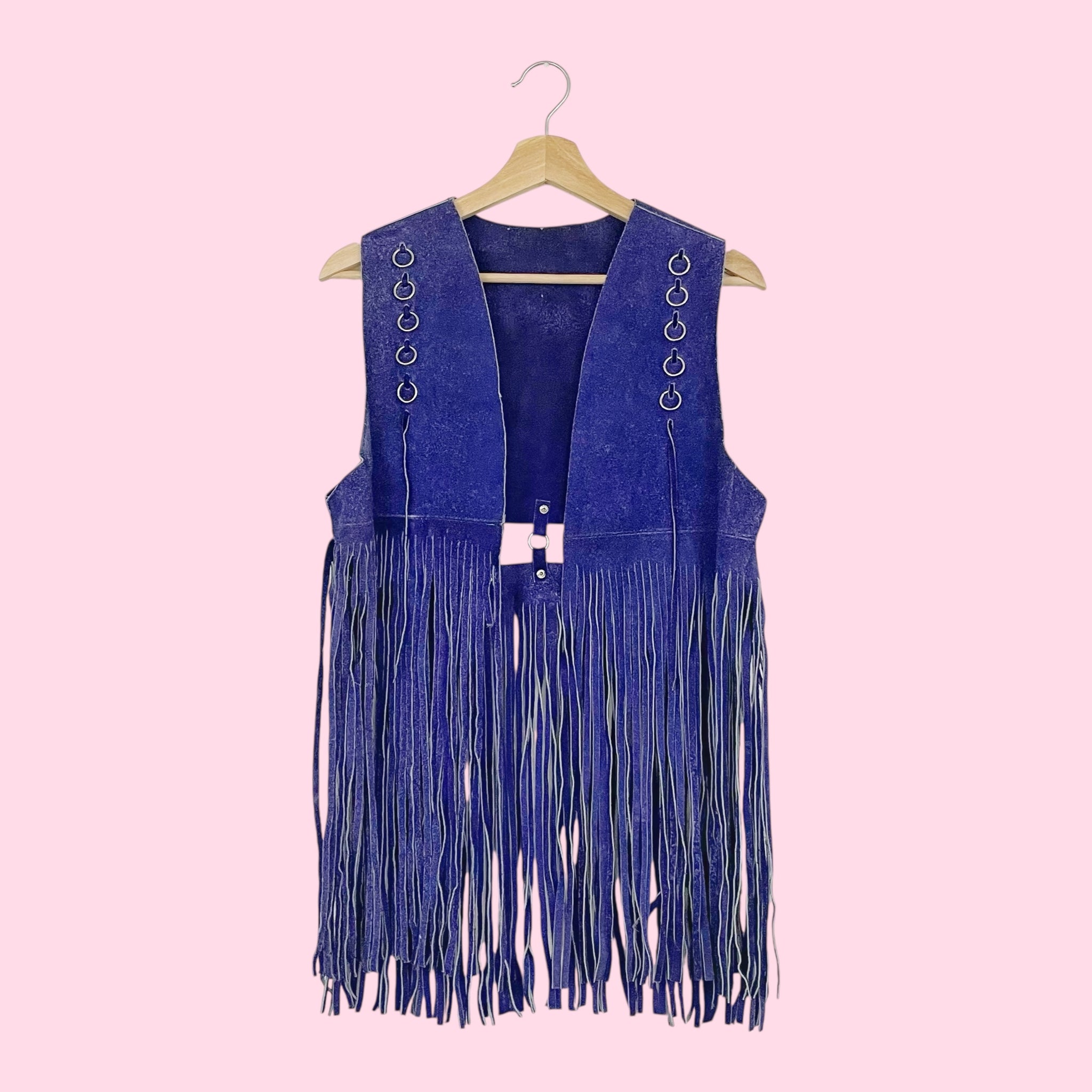60S / 70S PURPLE SUEDE FRINGE VEST (M)