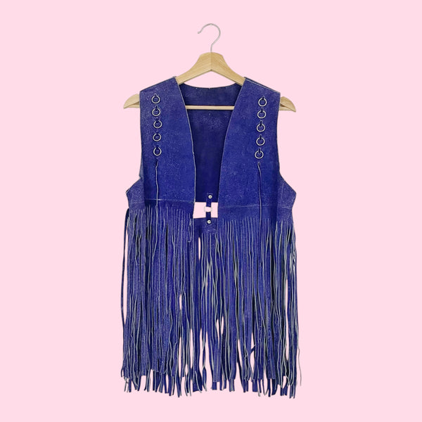 60S / 70S PURPLE SUEDE FRINGE VEST (M)