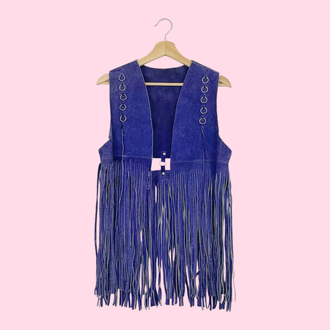 60S / 70S PURPLE SUEDE FRINGE VEST (M)
