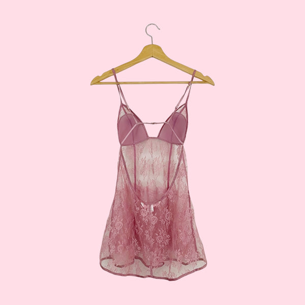 VICTORIA'S SECRET PINK LACE BABYDOLL (S)