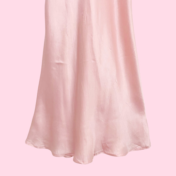 40s PINK SATIN LINGERIE DRESS (S)